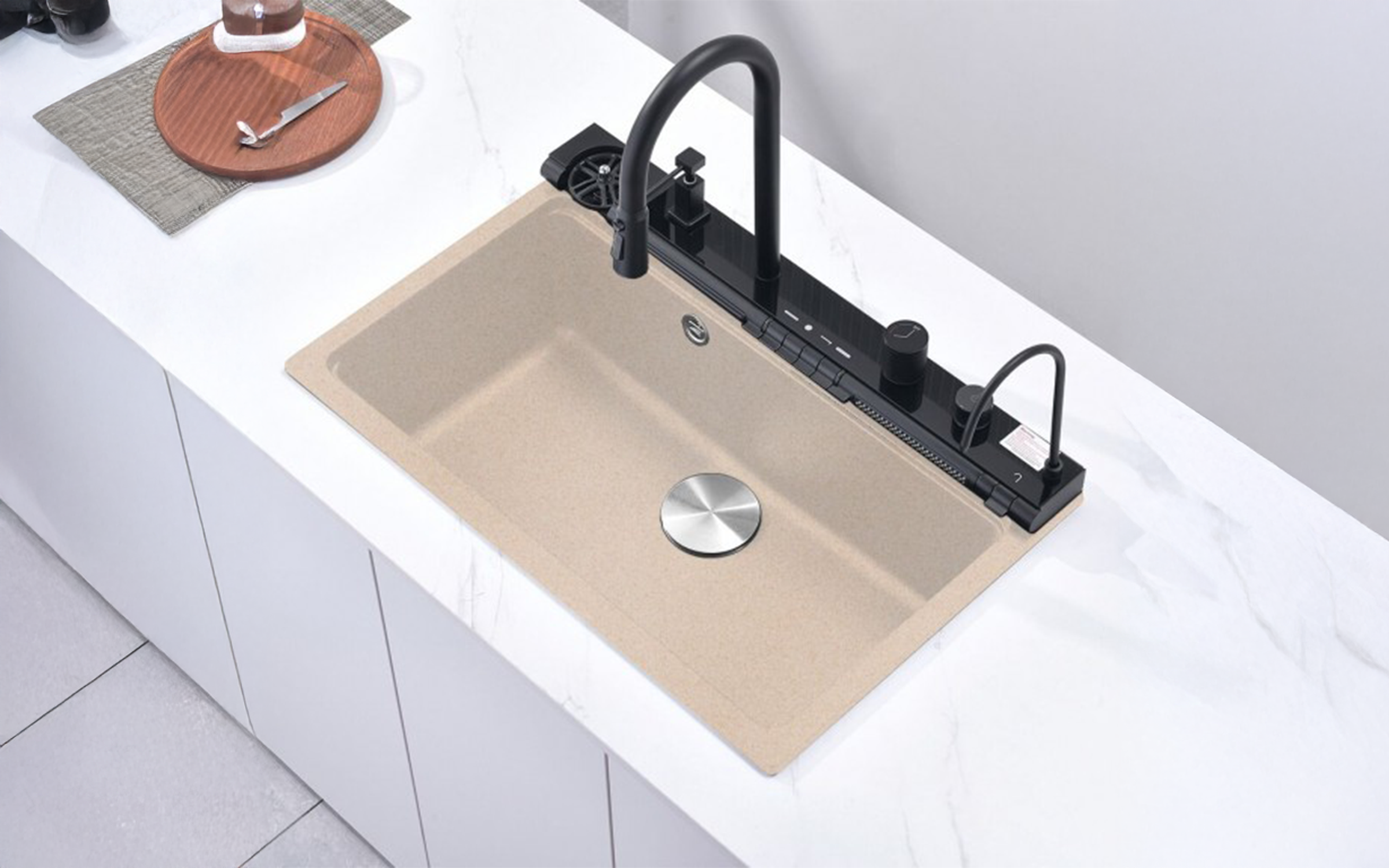 Multifunctional sink with mixer tap AQUARIS, sandy  1